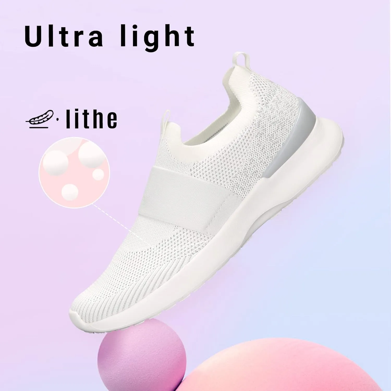 LUCKY STEP Women 's Mesh Slip on Walking Shoes Elastic Sock Comfortable Breathable Lightweight Fashion Sneaker