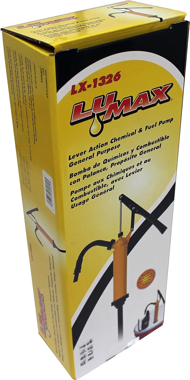 Lumax LX-1326 Lever Action Chemical Pump (General Purpose). Designed for fast transfer of Acidic Solutions, Chemicals, Fuels, Fuel Oils and Water based Media. Ideal for DEF/UREA/AdBlue