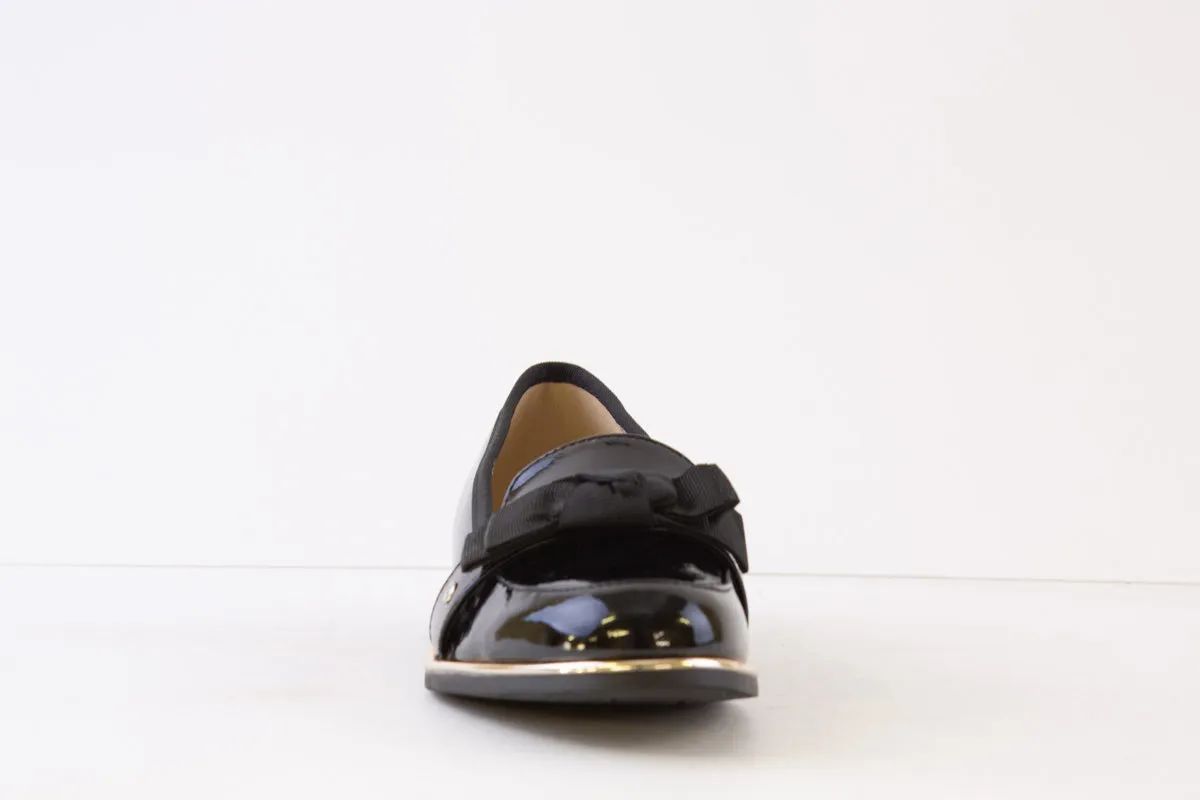 LUNAR - FLB105 ELGIN-LOW HEEL SLIP-ON SHOE - BLACK PATENT
