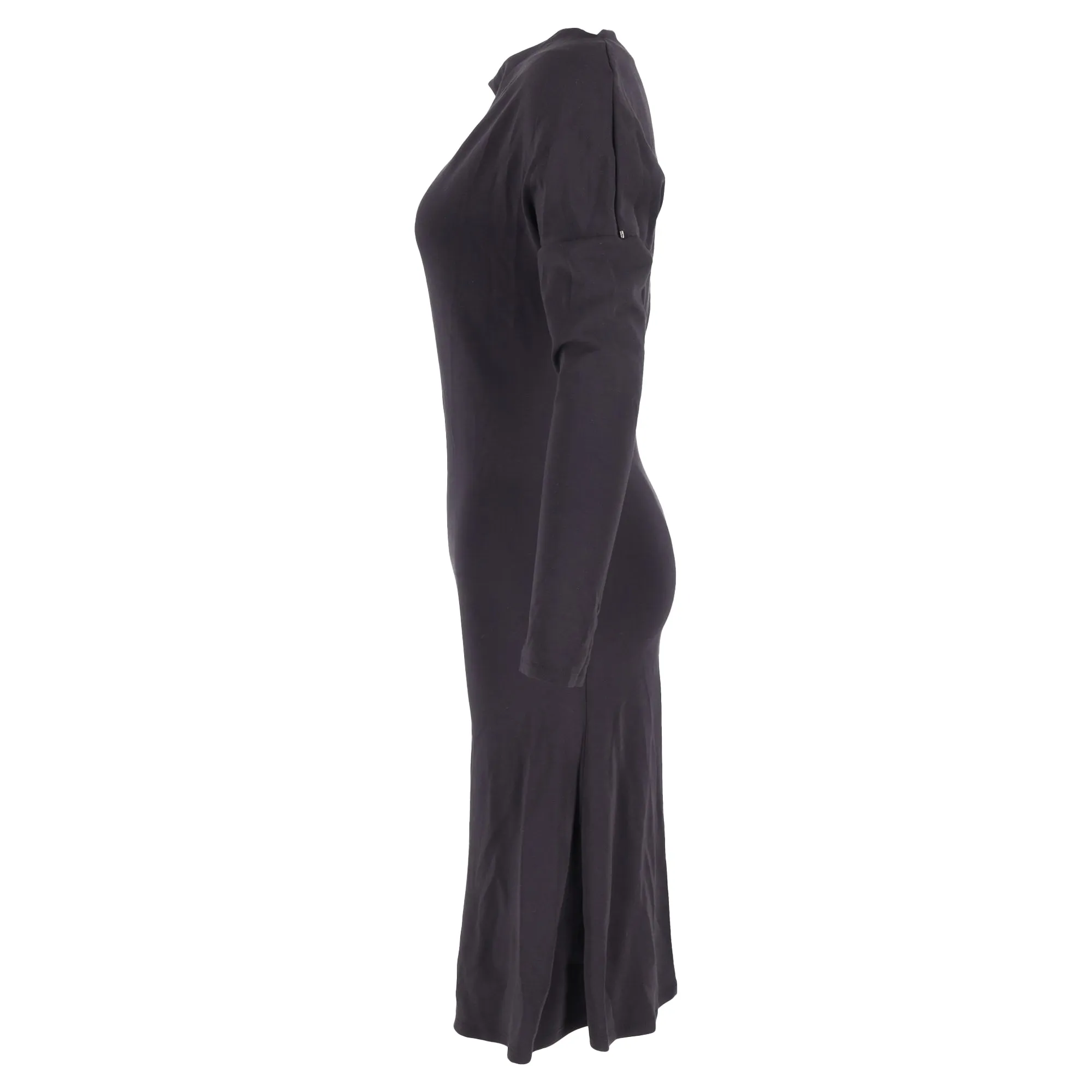 Max Mara Boat Neck Midi Long Sleeve Dress in Black Cotton