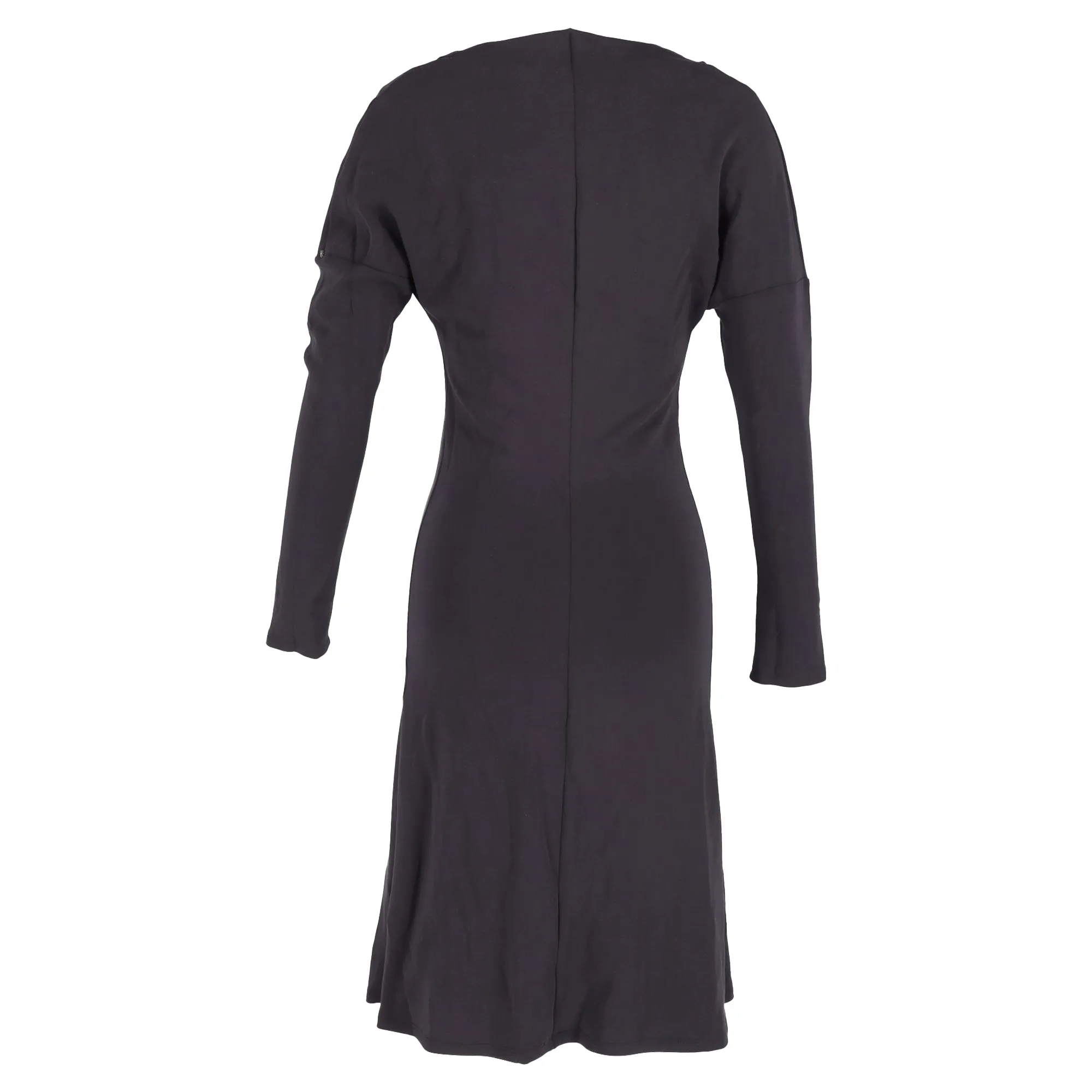 Max Mara Boat Neck Midi Long Sleeve Dress in Black Cotton