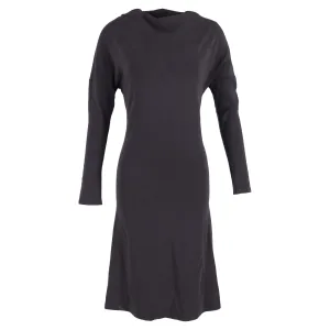 Max Mara Boat Neck Midi Long Sleeve Dress in Black Cotton