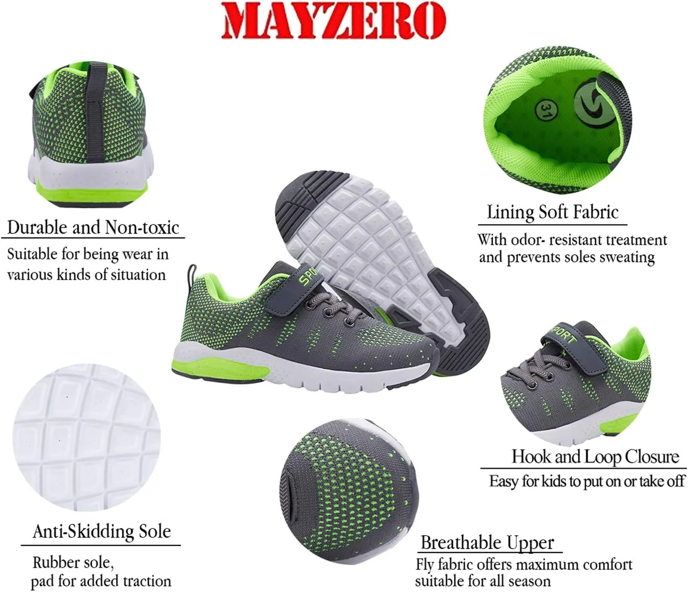 MAYZERO Kids Tennis Shoes Running Sports Shoes Breathable Athletic Shoes Lightweight Walking Shoes Fashion Sneakers for Boys and Girls
