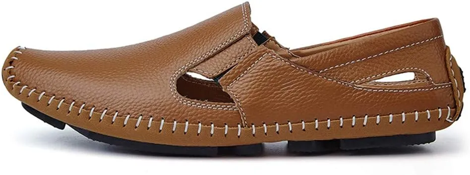 Men Drive Loafers Casual and Fashion Summer Hollow Breathable Leather Boat Moccasins