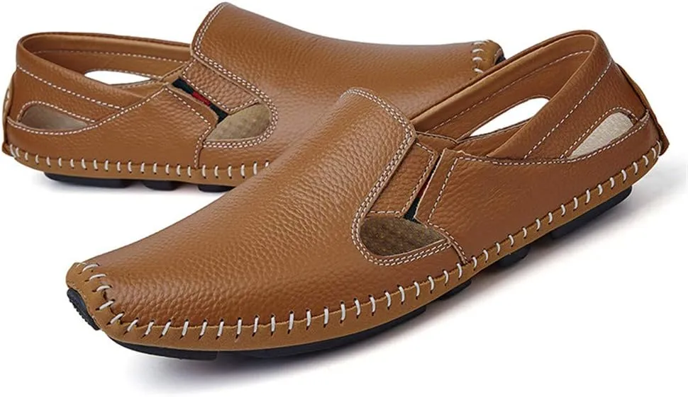 Men Drive Loafers Casual and Fashion Summer Hollow Breathable Leather Boat Moccasins