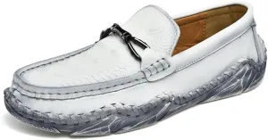 Mens Loafers Round Toe Crocodile Print Leather Loafer Shoes Slip Resistant Comfortable Anti-Slip Wedding Classic Slip-on