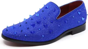 Men's Vintage Spike Rhinestone Designer Classic Smoking Dress Tuxedo Loafers Slip On Shoes SM-24