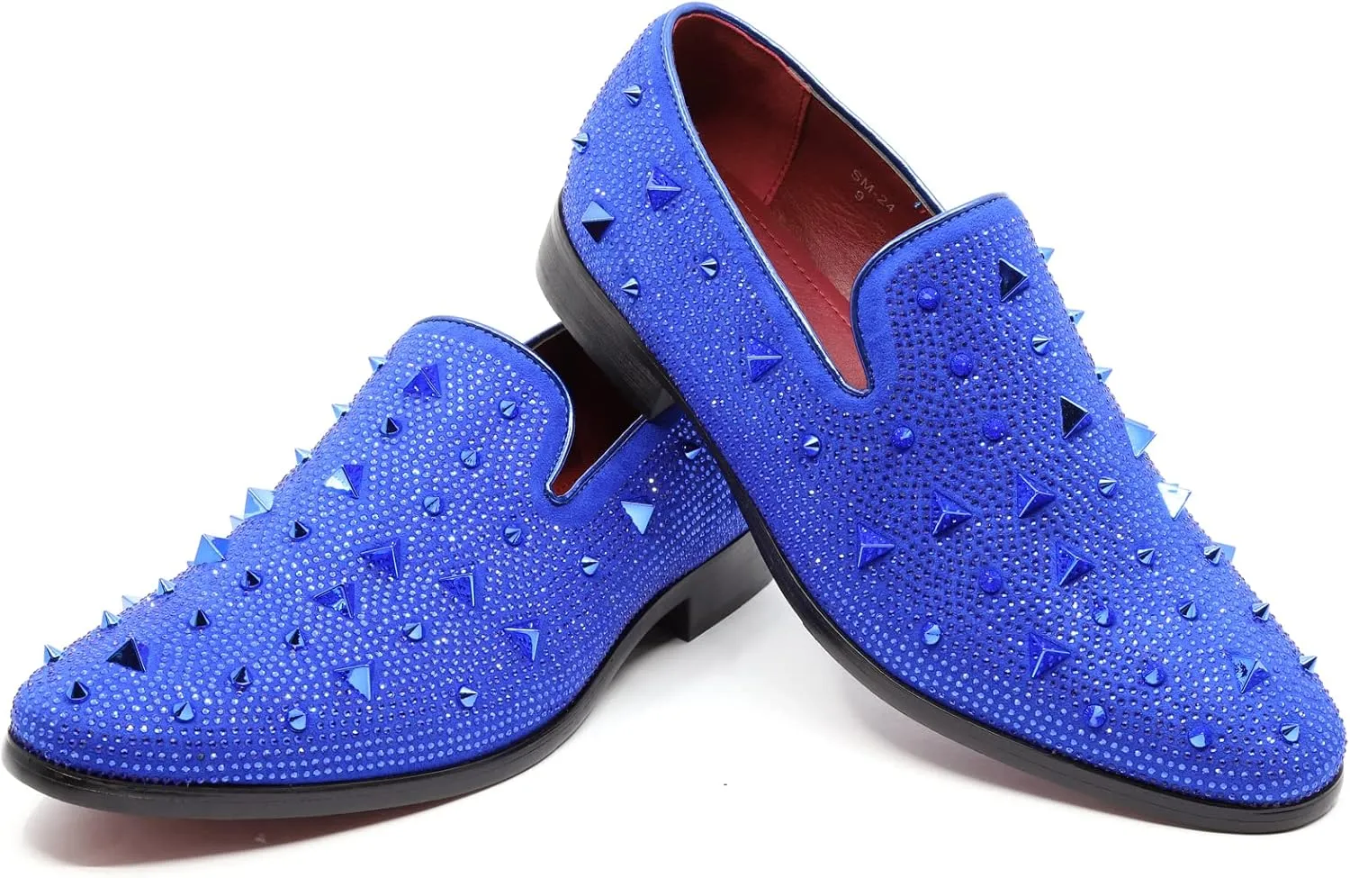 Men's Vintage Spike Rhinestone Designer Classic Smoking Dress Tuxedo Loafers Slip On Shoes SM-24