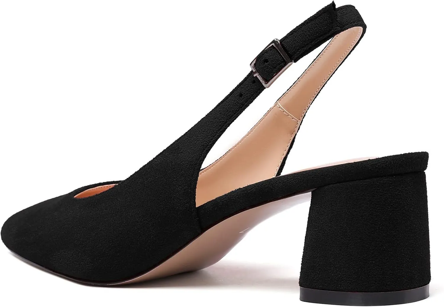 Mettesally Women's Block Slingback Heels Pumps Ankle Strap Round Closed Toe Chunky Heels Wedding Office Dress Shoes