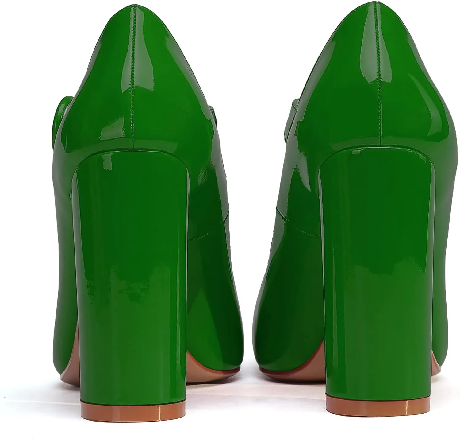 Mettesally Women's Chunky High Heel Mary Jane Pumps Closed Pointed Toe Work Church Wedding Dress Shoes