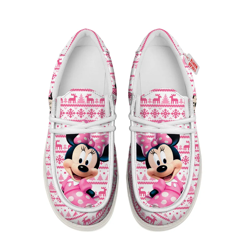 Minnie Christmas Ugly Canvas Loafer Shoes
