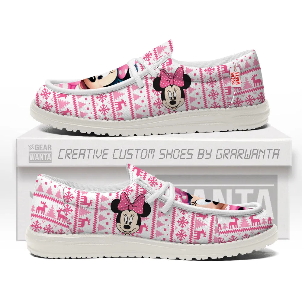 Minnie Christmas Ugly Canvas Loafer Shoes