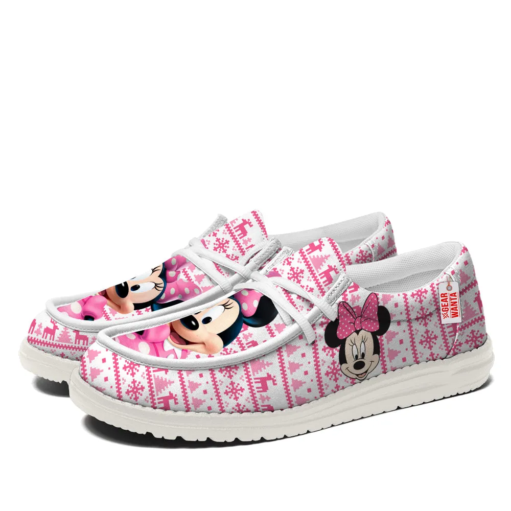 Minnie Christmas Ugly Canvas Loafer Shoes