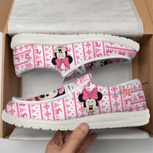 Minnie Christmas Ugly Canvas Loafer Shoes