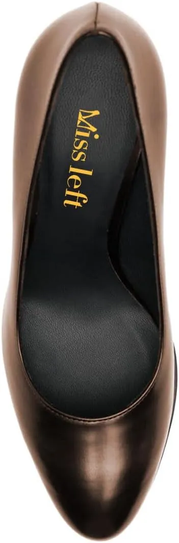 miss left Women Platform Closed Almond Toe Pumps Classic Slip On Block Chunky High Heels Versatile Formal Business Party Shoes Size 4-16 US