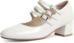 Naiyee Mary Jane Shoes Women Chunky Block Heel Dress Shoes for Women Low Heels Close Rounded Toe Pumps