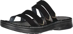 NAOT Footwear women's Trevi Slide Sandal Black velvet Nubuck/Pewter Lthr 9 W US