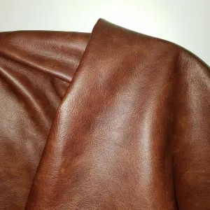 NAT Leathers Brown Cognac Weekender Two Tone Soft Upholstery Chap Cowhide Italian Genuine Leather Hide Skin 20 inch x 30 inch Cut Piece (20" x 30")