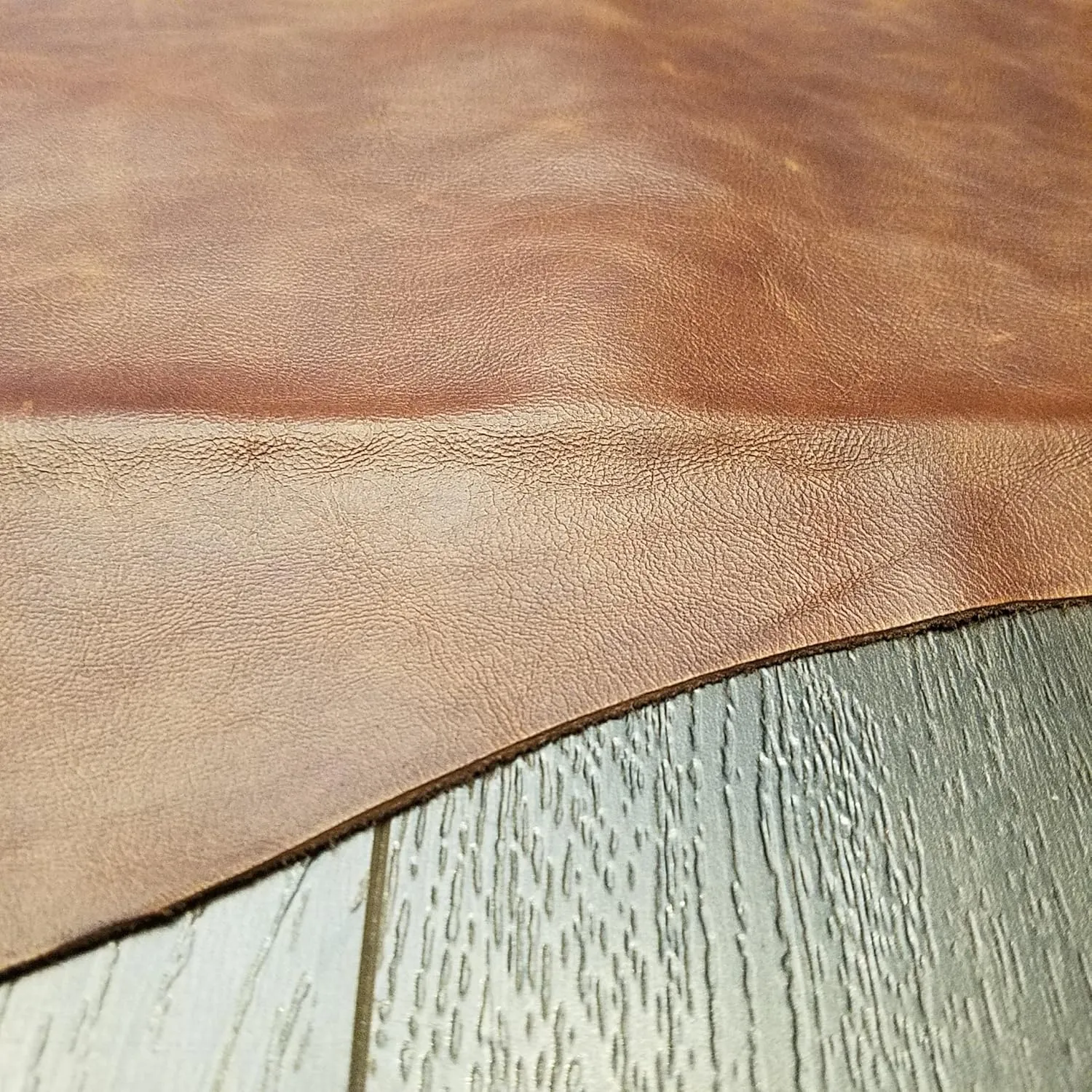 NAT Leathers Brown Cognac Weekender Two Tone Soft Upholstery Chap Cowhide Italian Genuine Leather Hide Skin 20 inch x 30 inch Cut Piece (20" x 30")