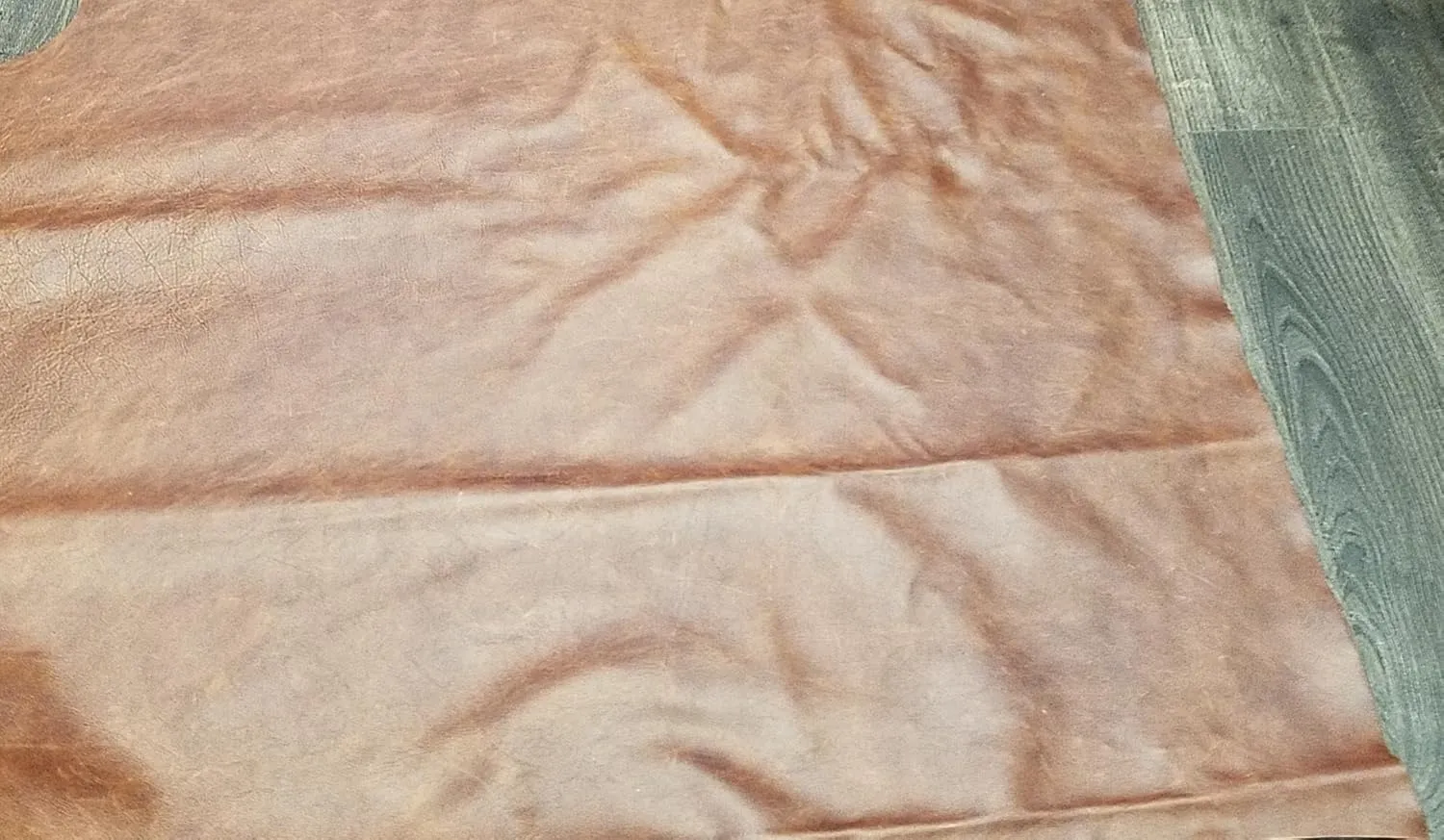 NAT Leathers Brown Cognac Weekender Two Tone Soft Upholstery Chap Cowhide Italian Genuine Leather Hide Skin 20 inch x 30 inch Cut Piece (20" x 30")