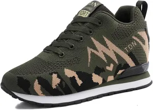 NCNDB Women's Camouflage Wedges Sneakers Inner Heightening Walking High-Heel Leisure Shoes US 4.5-10