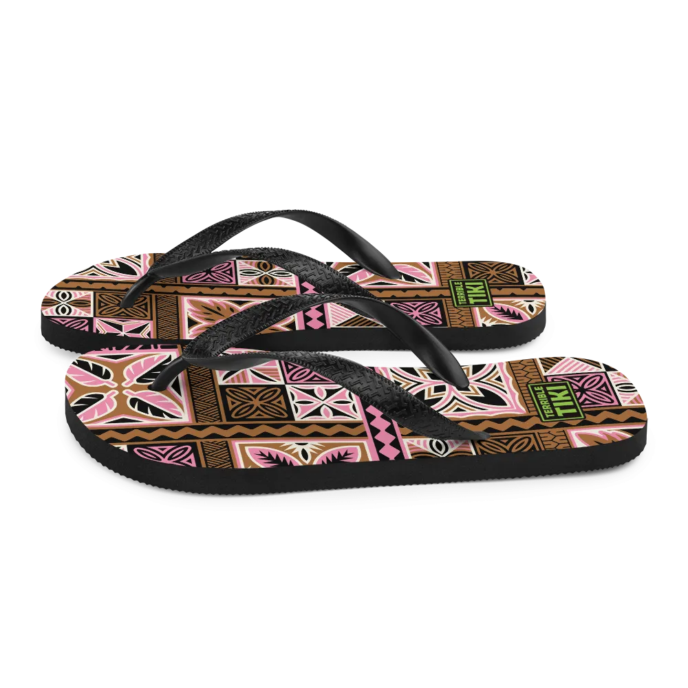 Neapolitan Tiki Squares Flip-Flops