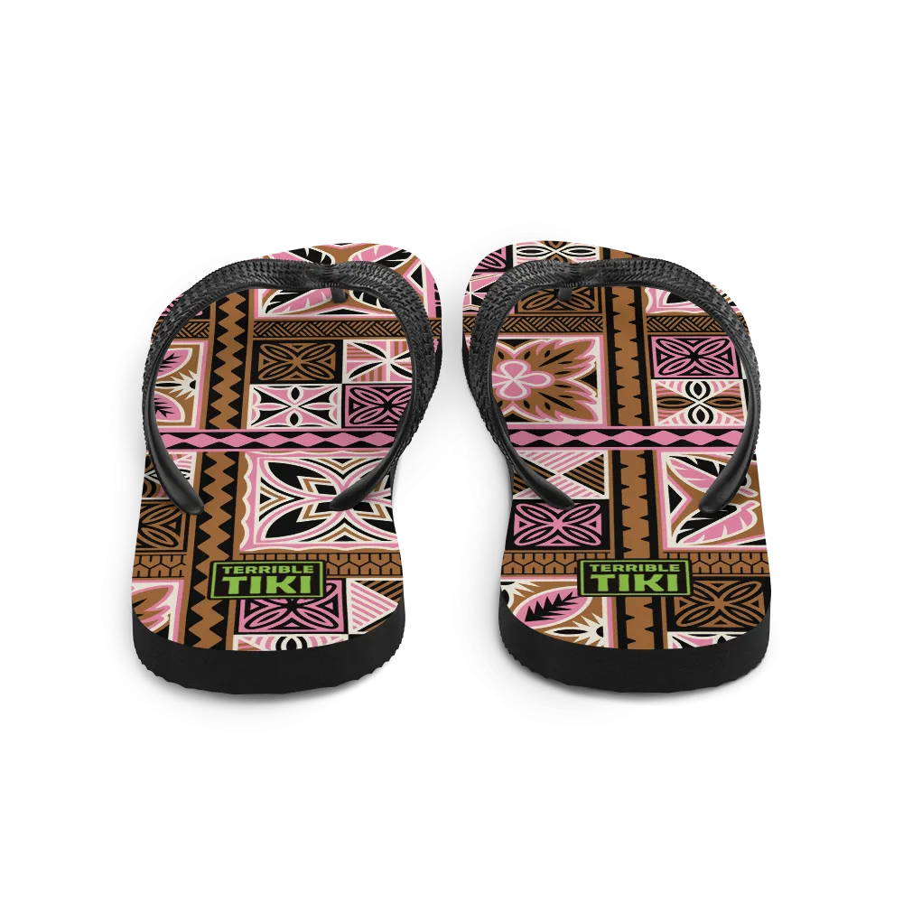 Neapolitan Tiki Squares Flip-Flops