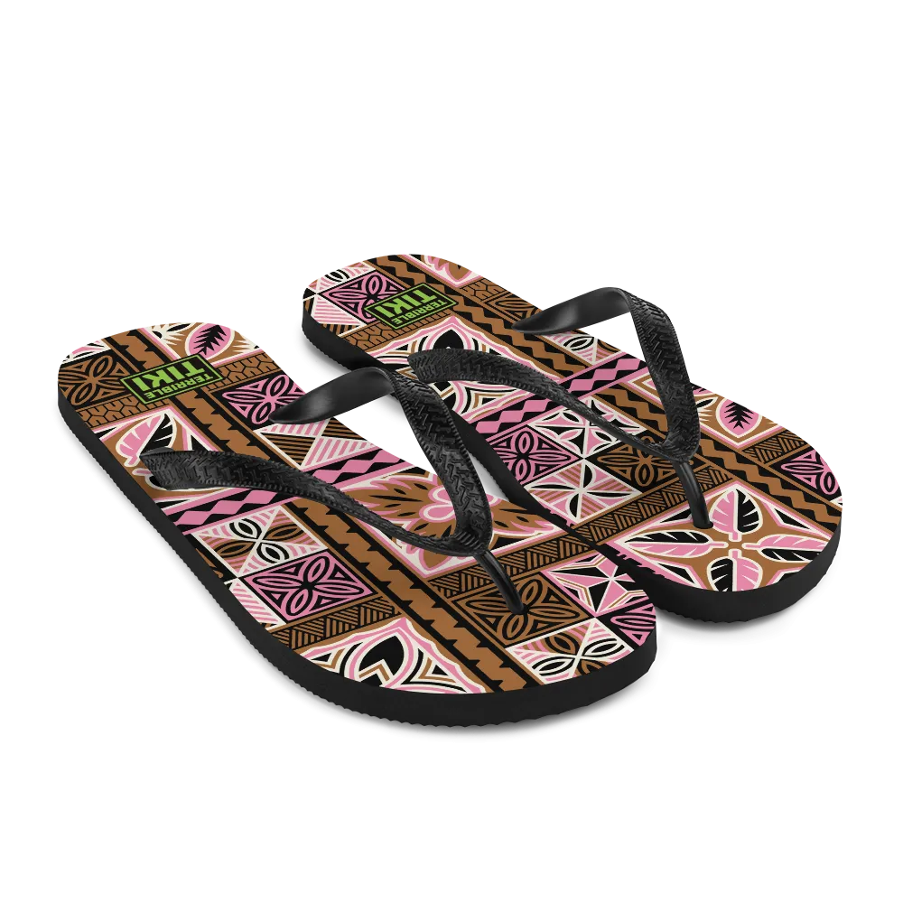 Neapolitan Tiki Squares Flip-Flops