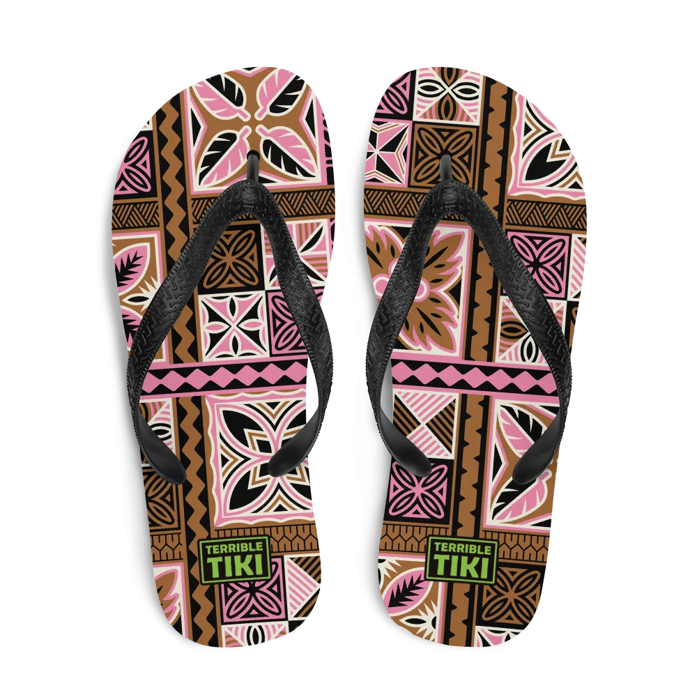 Neapolitan Tiki Squares Flip-Flops