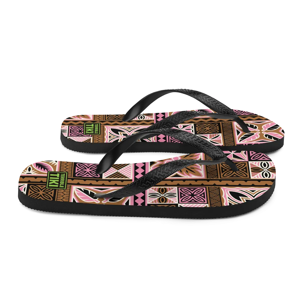 Neapolitan Tiki Squares Flip-Flops
