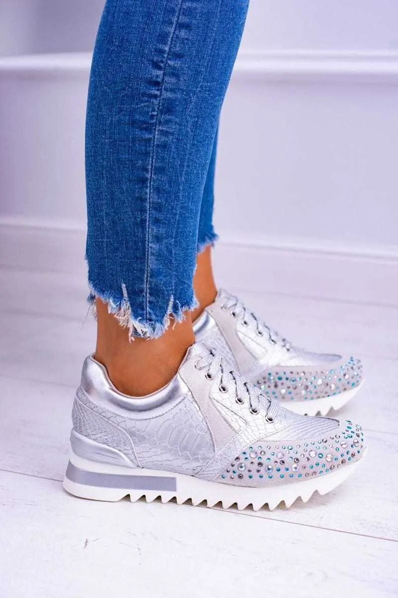 New Leisure Rhinestone Fashion Plus Size Women's Sports Running Shoes