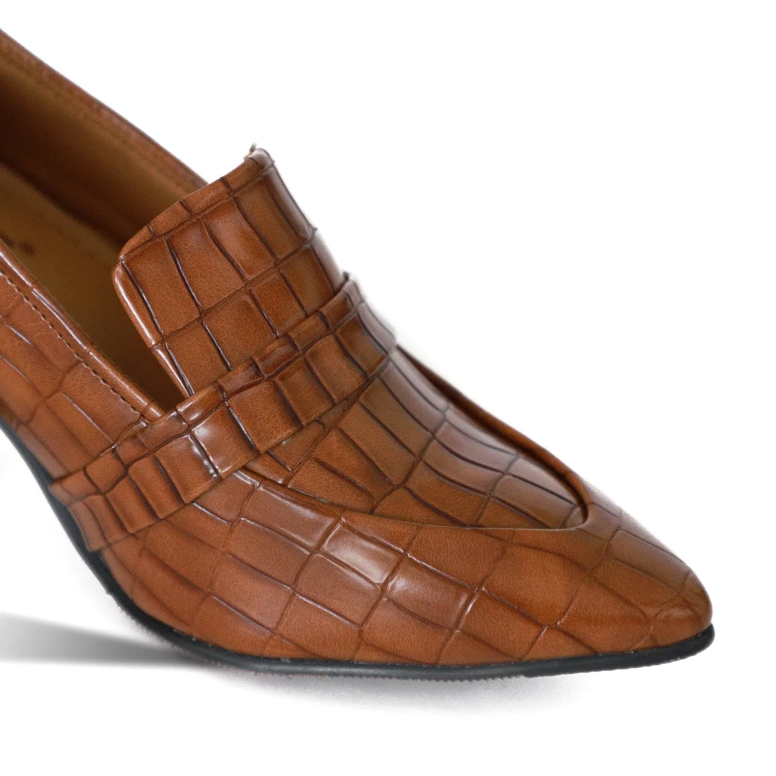 NICHE Women Cro-Co Block Heel Pumps - Tan