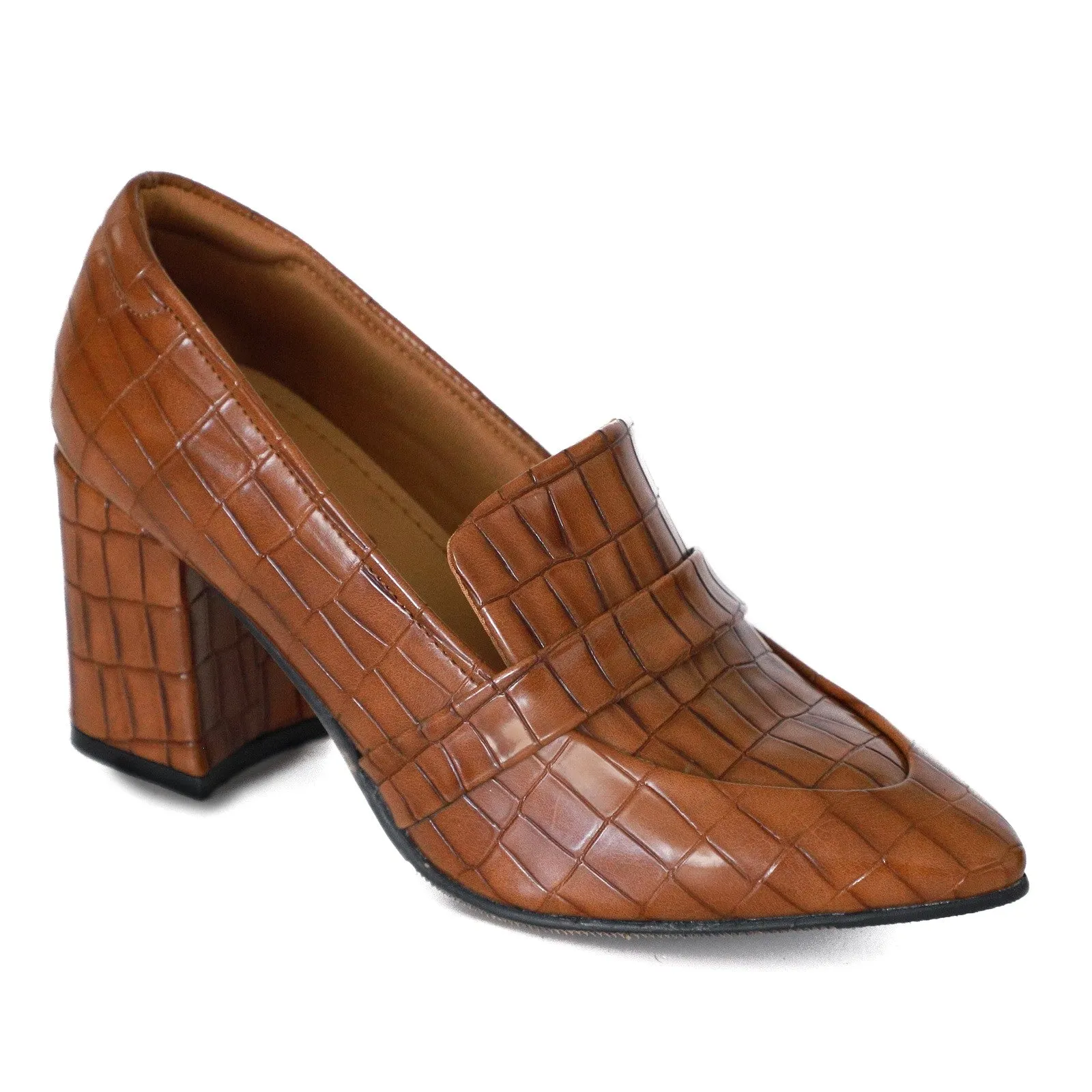 NICHE Women Cro-Co Block Heel Pumps - Tan