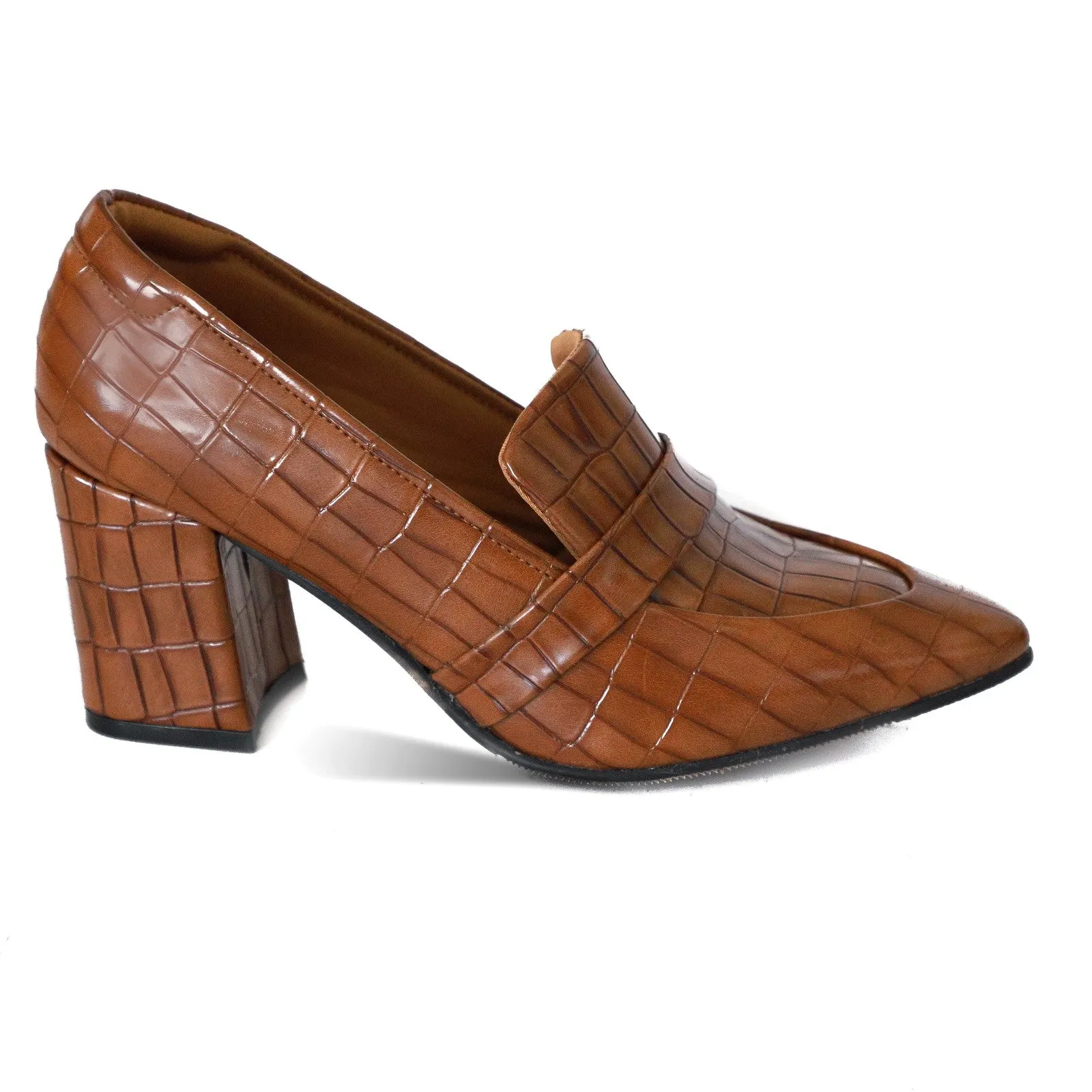 NICHE Women Cro-Co Block Heel Pumps - Tan