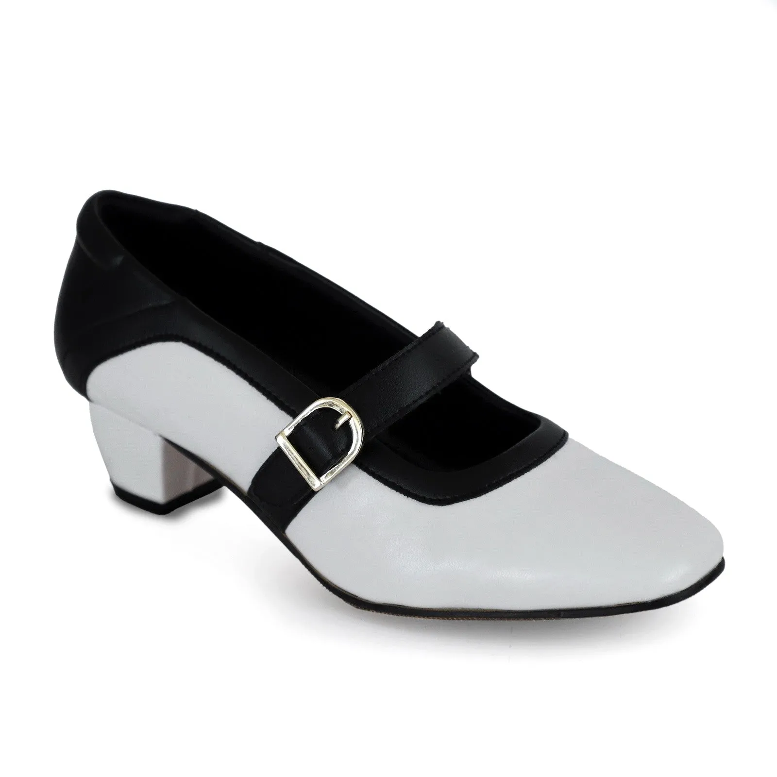 NICHE Women French White-Black Low Heel Pumps
