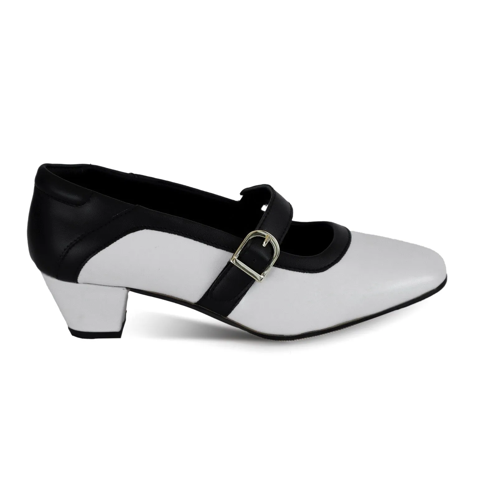 NICHE Women French White-Black Low Heel Pumps