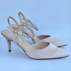 Nina Rosegold Satin Pointed Toe Low Heel Shoes - Size 41, 42