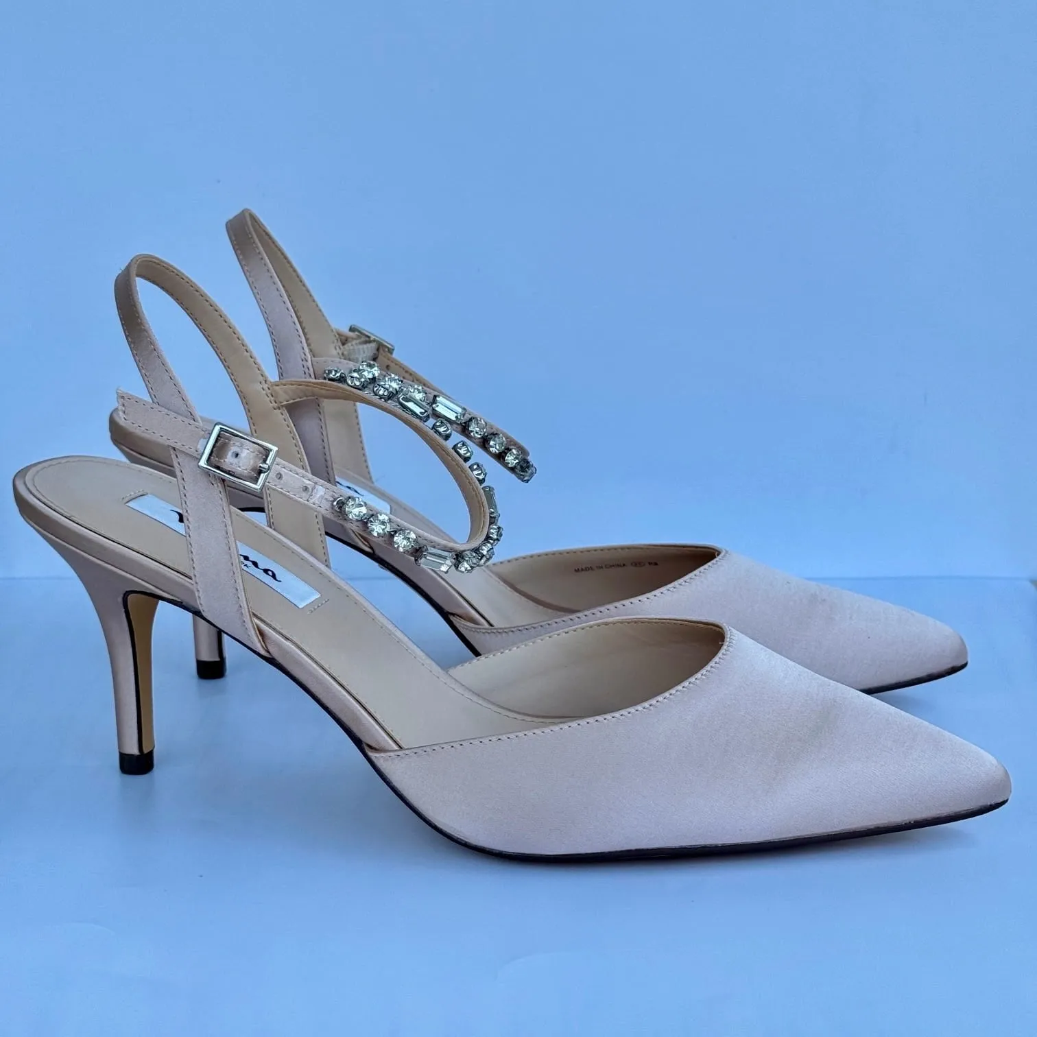 Nina Rosegold Satin Pointed Toe Low Heel Shoes - Size 41, 42