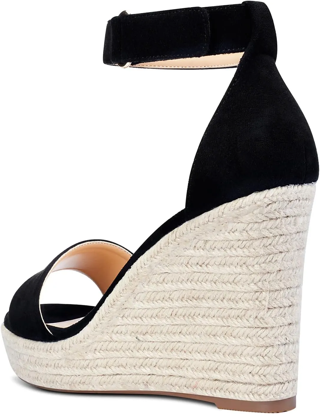 NobleOnly Womens High Heels Platform Wedge Sandals Ankle-Strap Peep-Toe Sandal Plus Shoes 10CM Heel