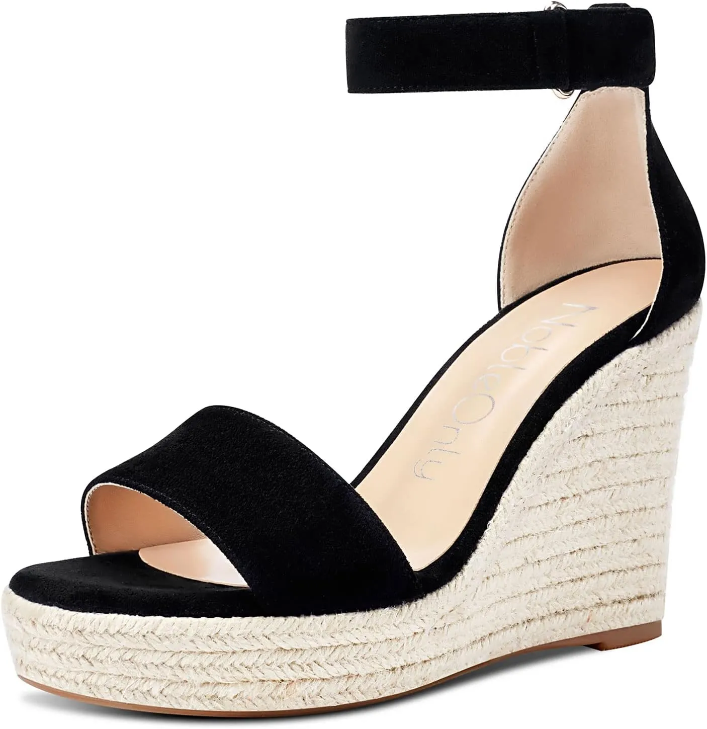 NobleOnly Womens High Heels Platform Wedge Sandals Ankle-Strap Peep-Toe Sandal Plus Shoes 10CM Heel