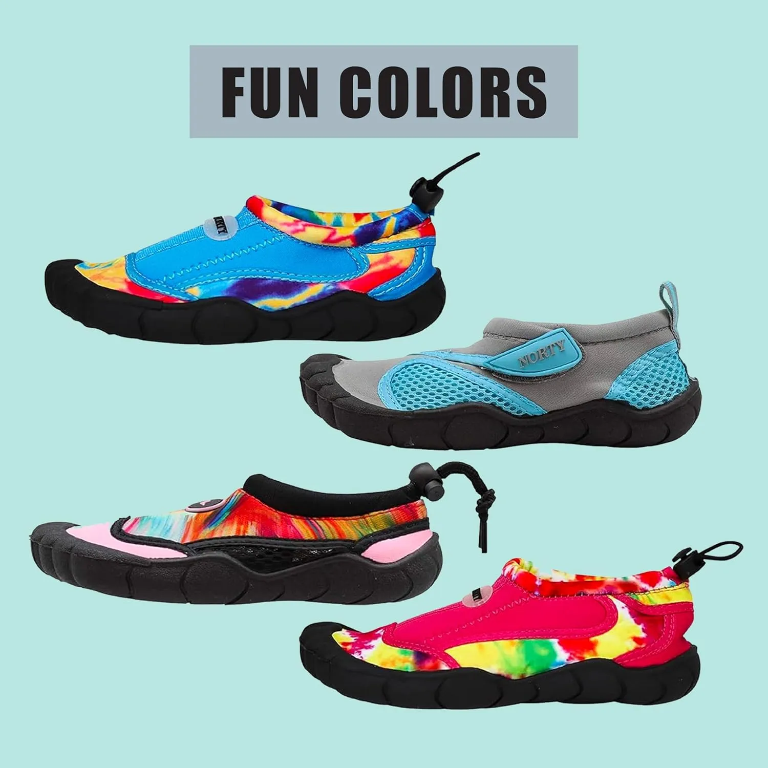 NORTY Water Shoes for Boys and Girls - Swim Socks for Beach, Boat, and Pool - Skeletoe Barefoot Design - Cruise Ship Essentials for Kids - Hiking and Camping Footwear
