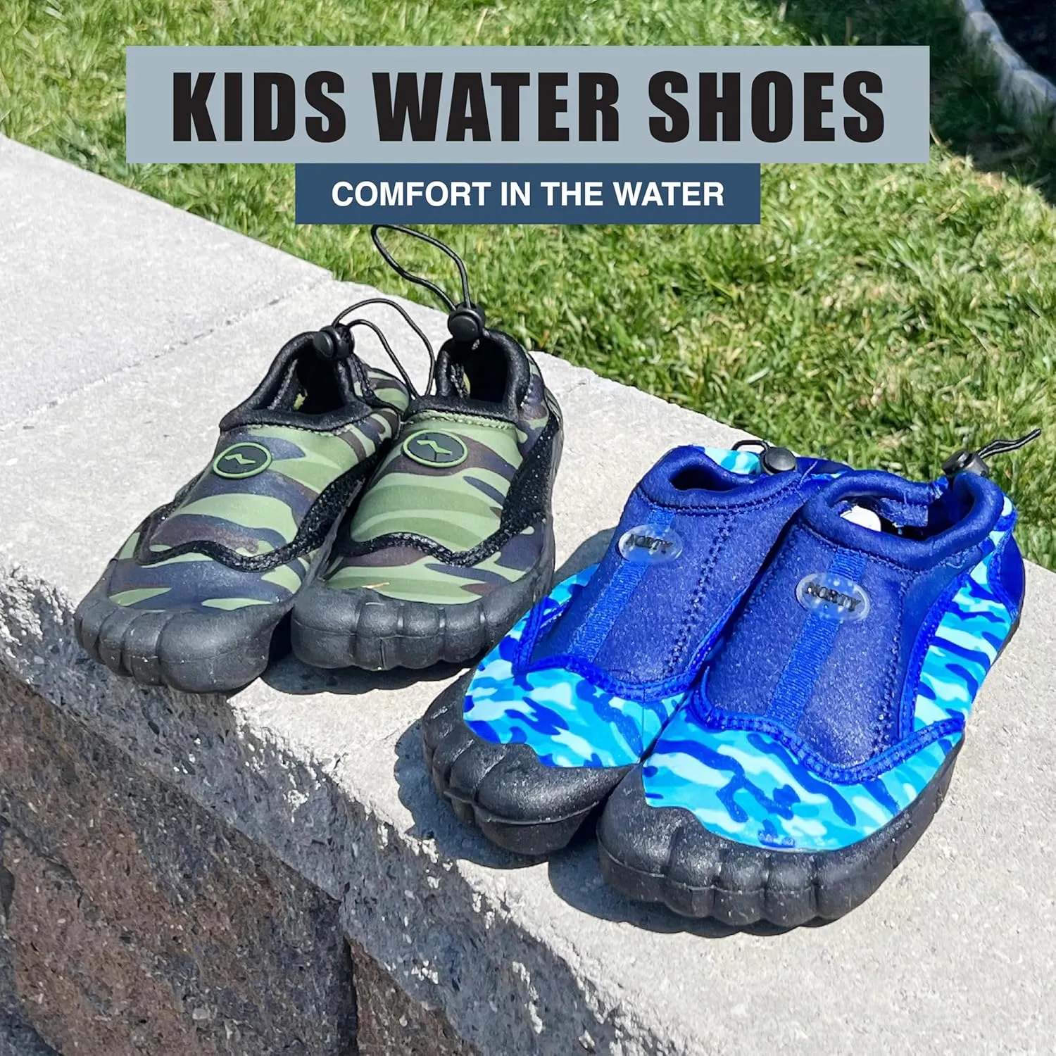 NORTY Water Shoes for Boys and Girls - Swim Socks for Beach, Boat, and Pool - Skeletoe Barefoot Design - Cruise Ship Essentials for Kids - Hiking and Camping Footwear