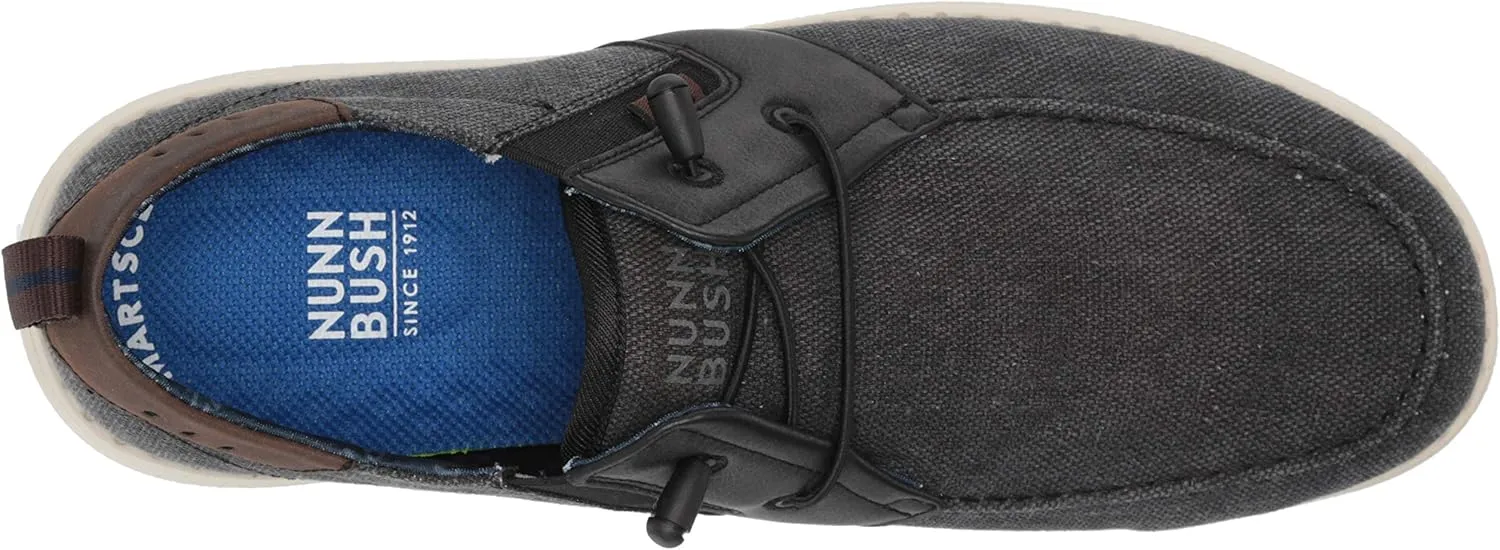 Nunn Bush Men's Brewski Moc Toe Slip-on Canvas Knit Loafer with Elastic Bungee