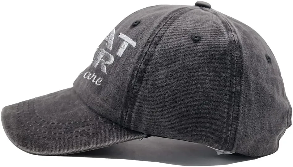 OASCUVER Boat Hair Don't Care Hat for Men Women, Embroidered Adjustable Cotton Washed Distressed Denim Dad Baseball Cap