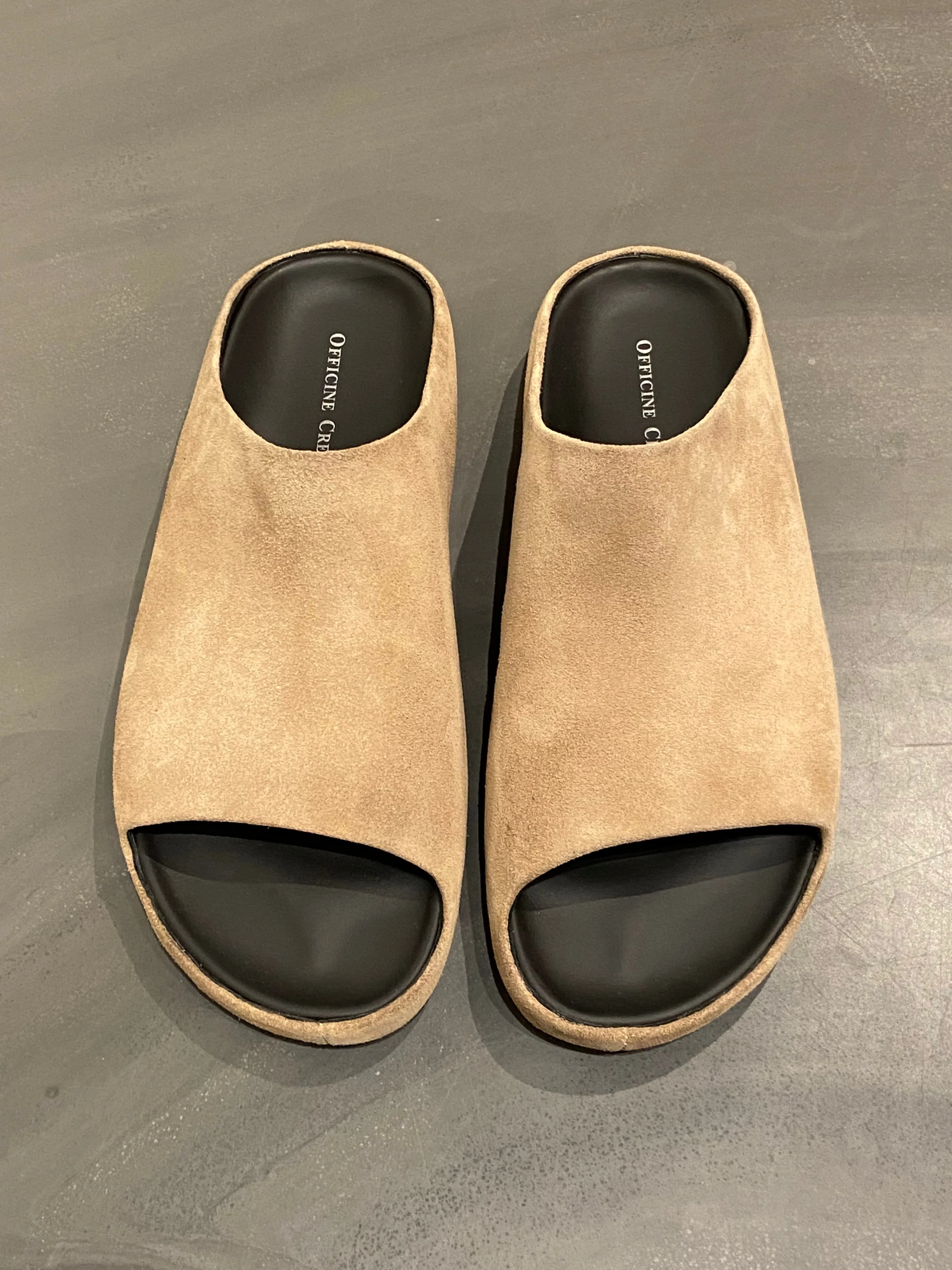 OFFICINE CREATIVE BABOUCHE/002 SLIDE SUEDE TAUPE