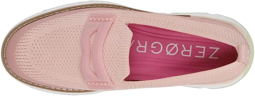 On 4.Zerogrand Cole Toe Stitchlite Haan Premium customer care Round Knit/White Flat Winter sale Loafers Rose Slip
