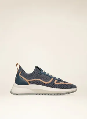 Outline Sneaker in Blue Knit Fabric