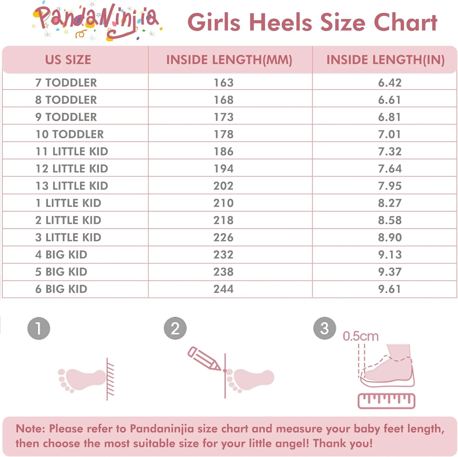 PANDANINJIA Girls Heels Dress Shoes Flower Girl Ankle Strap Closed Toe Toddler Heels Wedding Party Little Big Kids Pump Shoes
