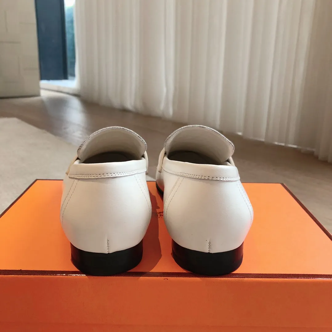 Paris Loafer Grey Canvas and White Calfskin With Signature Buckle 734378