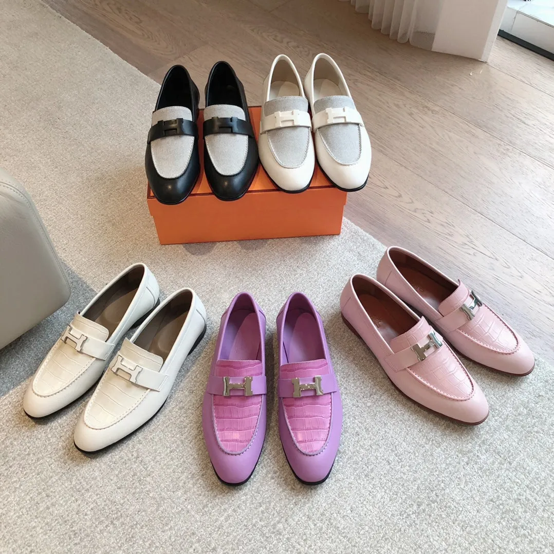Paris Loafer Grey Canvas and White Calfskin With Signature Buckle 734378